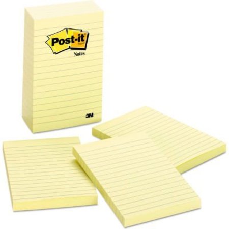 3M Post-it® Note Pads 6605PK, 4" x 6", Canary Yellow, 30 Sheets, 5/Pack 6605PK